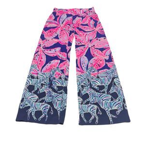 Lilly Pulitzer Bal Harbour Palazzo Pant Size XXS Royal Purple Zebra Low Rise
